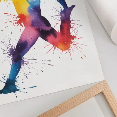 Póster de figura con espada de colores saturados y brillantes