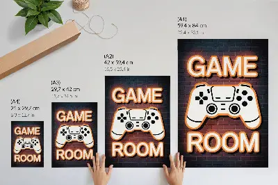 Lienzo decorativo moderno diseño de controlador de letrero de neón sobre fondo negro