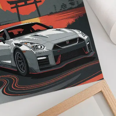 Lámina artística coche en un paisaje japonés