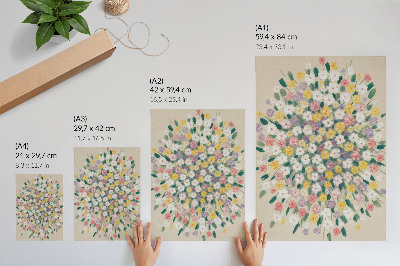 Lienzo decorativo moderno Flores coloridas, hojas en tonos pastel, frescura.