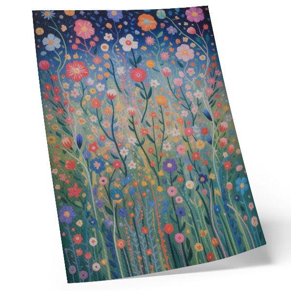 Lienzo decorativo moderno Hermosas flores contra el cielo estrellado