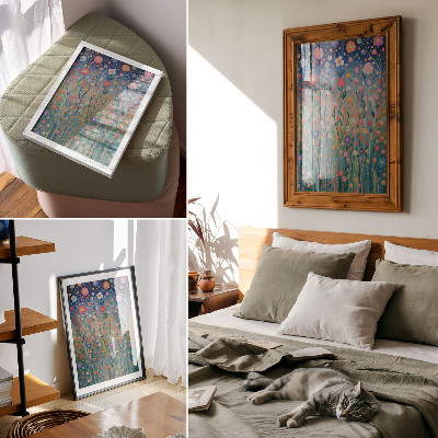 Lienzo decorativo moderno Hermosas flores contra el cielo estrellado