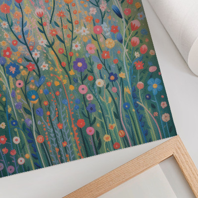 Lienzo decorativo moderno Hermosas flores contra el cielo estrellado