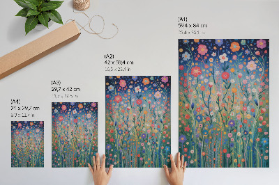 Lienzo decorativo moderno Hermosas flores contra el cielo estrellado