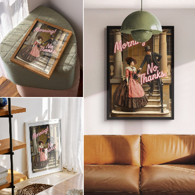Póster Trajes históricos, inscripciones en pastel, modernidad