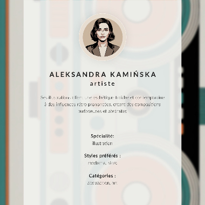 Lámina artística de alta calidad Cafetera y taza geométricas, colores vivos y optimistas.
