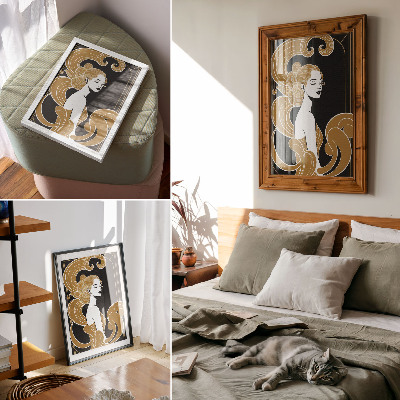 Lienzo decorativo moderno Mujer elegante, líneas artísticas contrastan