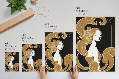 Lienzo decorativo moderno mujer elegante con líneas artísticas en contraste