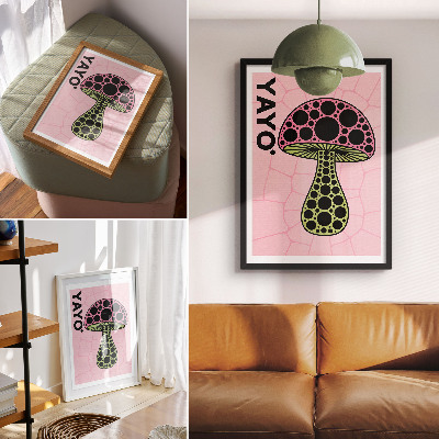Póster con colores saturados Texto de geometría de hongos modernidad