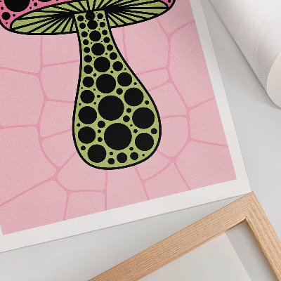 Póster con colores saturados Texto de geometría de hongos modernidad
