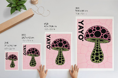 Póster con colores saturados Texto de geometría de hongos modernidad