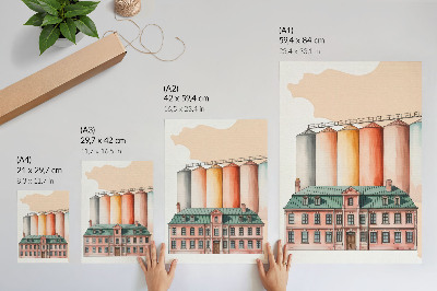 Lienzo decorativo moderno Edificio clásico y silos coloridos