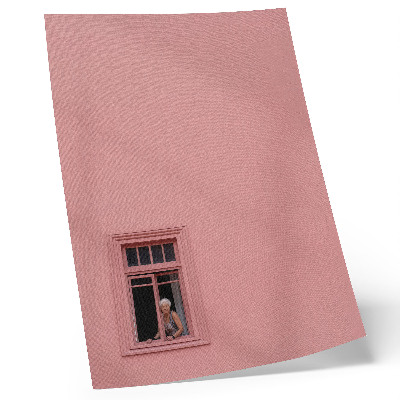 Póster con colores saturados Pared rosa con una figura de ventana