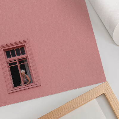 Póster con colores saturados Pared rosa con una figura de ventana