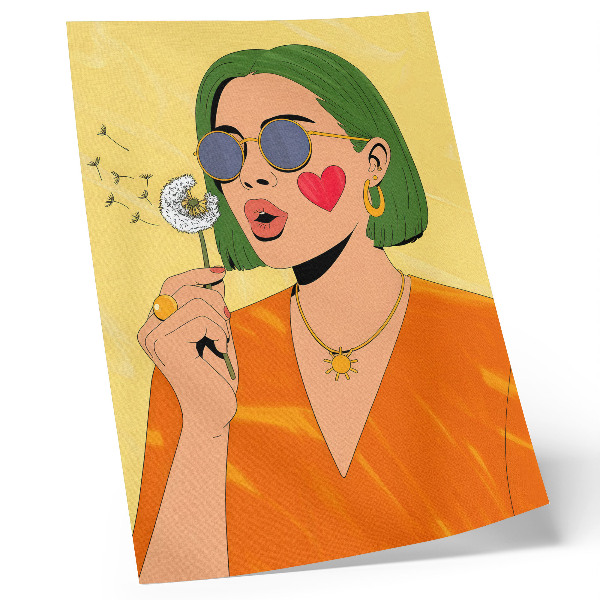 Póster con colores saturados Ilustración pop art con cabello verde