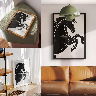 Lienzo decorativo moderno con diseño dinámico en contraste blanco y negro