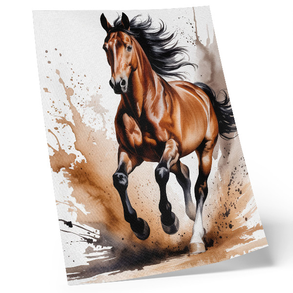 Póster Caballos en movimiento con manchas de fondo beige
