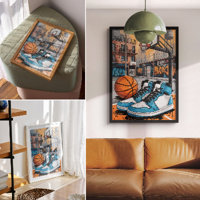 Póster con colores saturados Parque infantil urbano de graffiti al estilo moderno