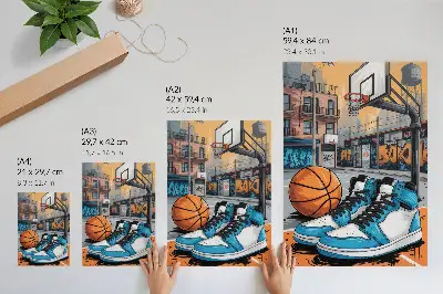 Parque infantil urbano de estilo graffiti moderno póster con colores saturados