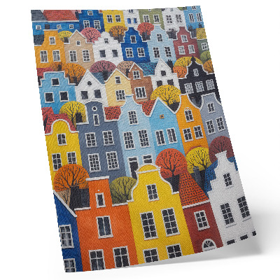 Póster Viviendas coloridas de diferentes formas y colores en armonía