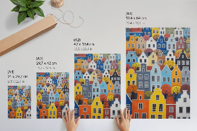 Póster Viviendas coloridas de diferentes formas y colores en armonía