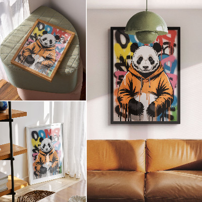 Lámina artística de alta calidad Panda con sudadera de grafiti, estilo callejero