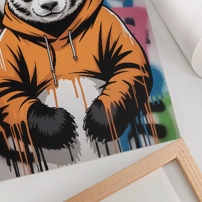 Lámina artística de alta calidad Panda con sudadera de grafiti, estilo callejero