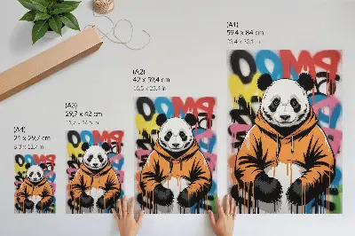 Lámina artística de alta calidad panda con sudadera de grafiti y estilo callejero