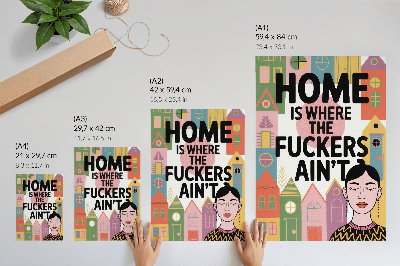 Póster con colores saturados Casas geométricas coloridas con los ojos cerrados