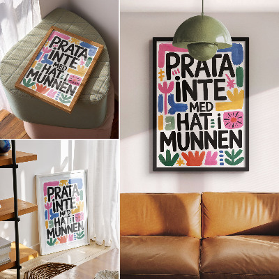 Póster Letras negras con trazos coloridos estilo moderno