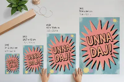 Lámina artística de alta calidad con colores dinámicos y letras contrastantes