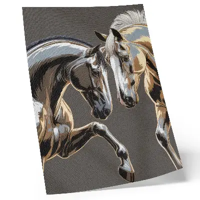 Lámina artística de alta calidad caballos con contraste sobre fondo oscuro