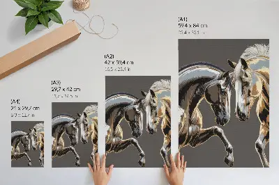 Lámina artística de alta calidad caballos con contraste sobre fondo oscuro