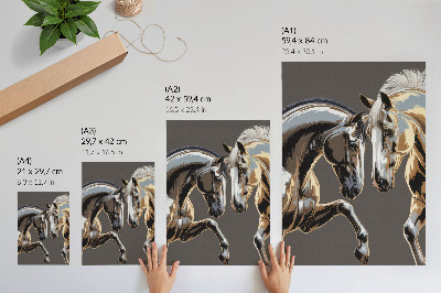 Lámina artística de alta calidad Caballos que contrastan sobre un fondo oscuro