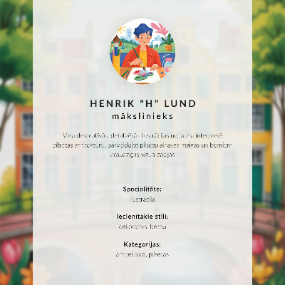 Póster con colores saturados Edificios de viviendas, globos, veleros, ambiente colorido
