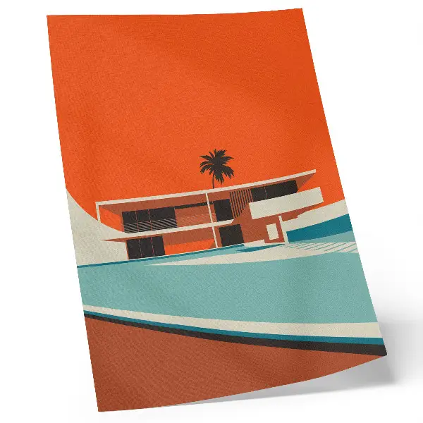 Lienzo decorativo moderno composición minimalista Villa Orange Sky