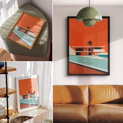 Lienzo decorativo moderno Villa Orange Sky Composición minimalista