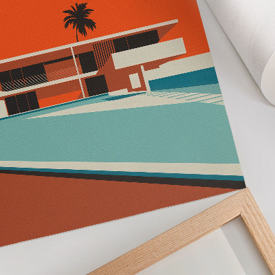 Lienzo decorativo moderno Villa Orange Sky Composición minimalista