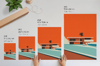 Lienzo decorativo moderno Villa Orange Sky Composición minimalista