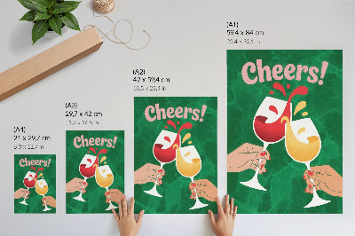 Póster con colores saturados Gafas coloridas sobre fondo verde estilo dinámico