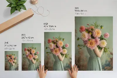 Póster de flores en tonos pastel con un estilo de naturaleza bohemia y elegante