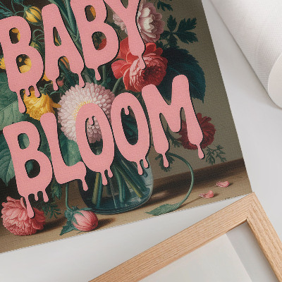 Lienzo decorativo moderno Flores con inscripción rosa energía positiva