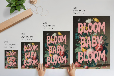Lienzo decorativo moderno Flores con inscripción rosa energía positiva