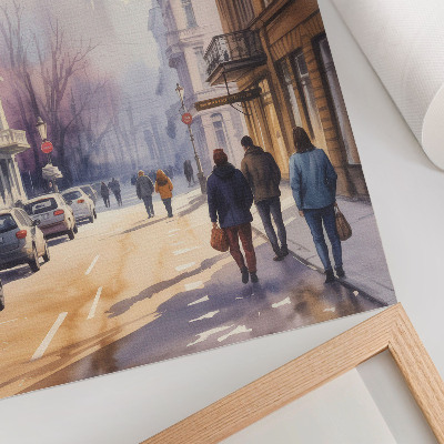 Póster Calle de la ciudad, árboles invernales, ambiente tranquilo