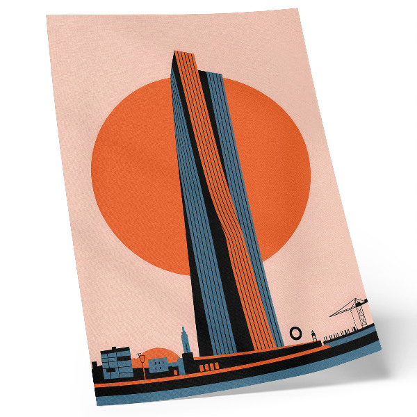 Póster Rascacielos sobre el fondo de un círculo, minimalismo, contraste