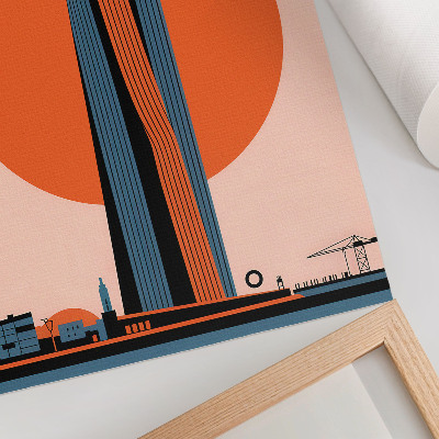 Póster Rascacielos sobre el fondo de un círculo, minimalismo, contraste