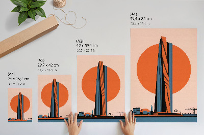 Póster Rascacielos sobre el fondo de un círculo, minimalismo, contraste