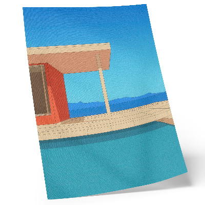 Lienzo decorativo moderno Edificio de color naranja brillante con vista azul