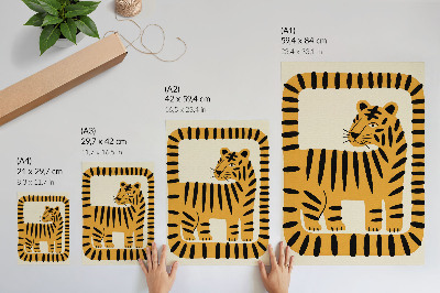 Póster tigre con diseño gráfico en colores intensos