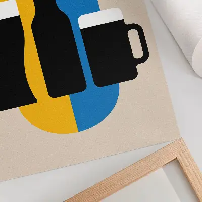 Lienzo decorativo moderno con colores contrastantes y formas geométricas